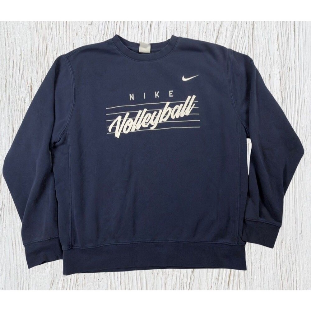 Nike Volleyball Sweatshirt Womens Large Navy Blue Crewneck Graphic Pullover